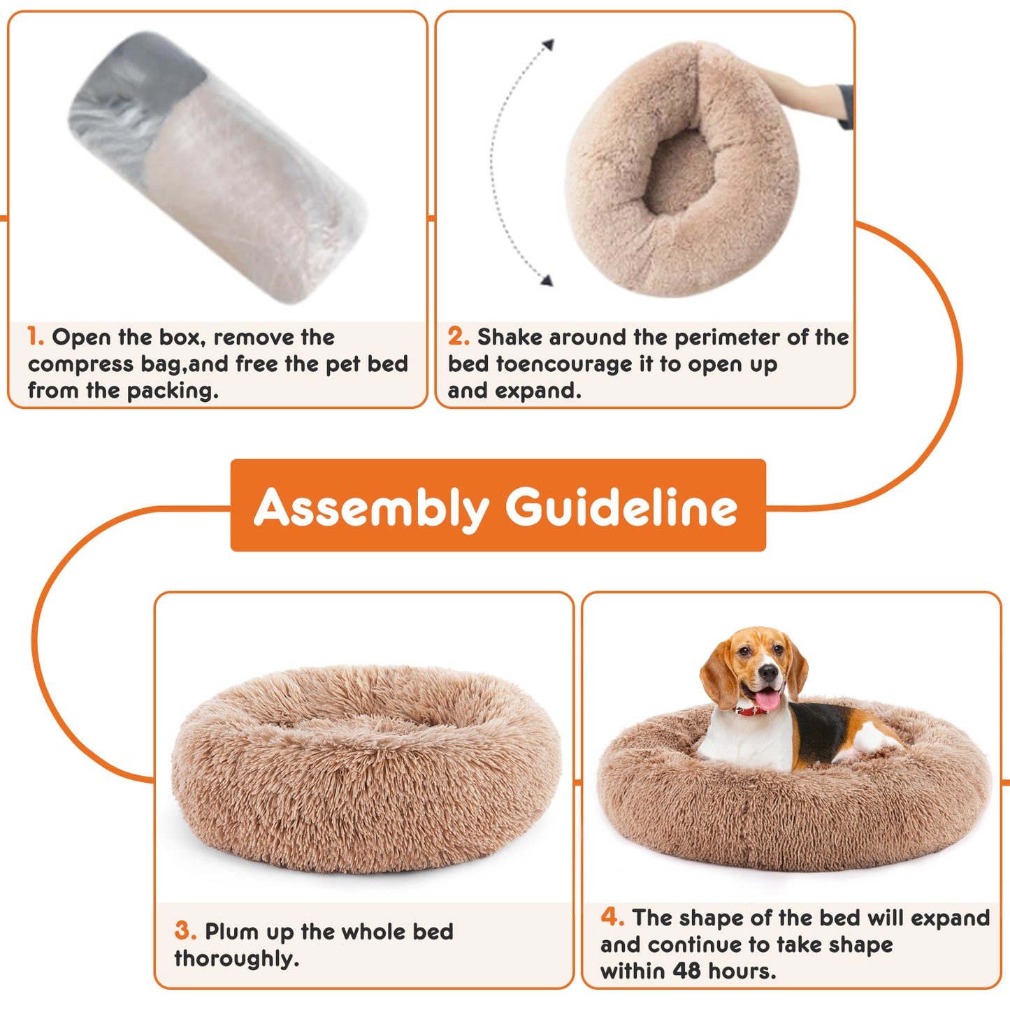 Paws In Need™ Calming Donut Dog Bed Anti-Anxiety Plush Comfort Bed