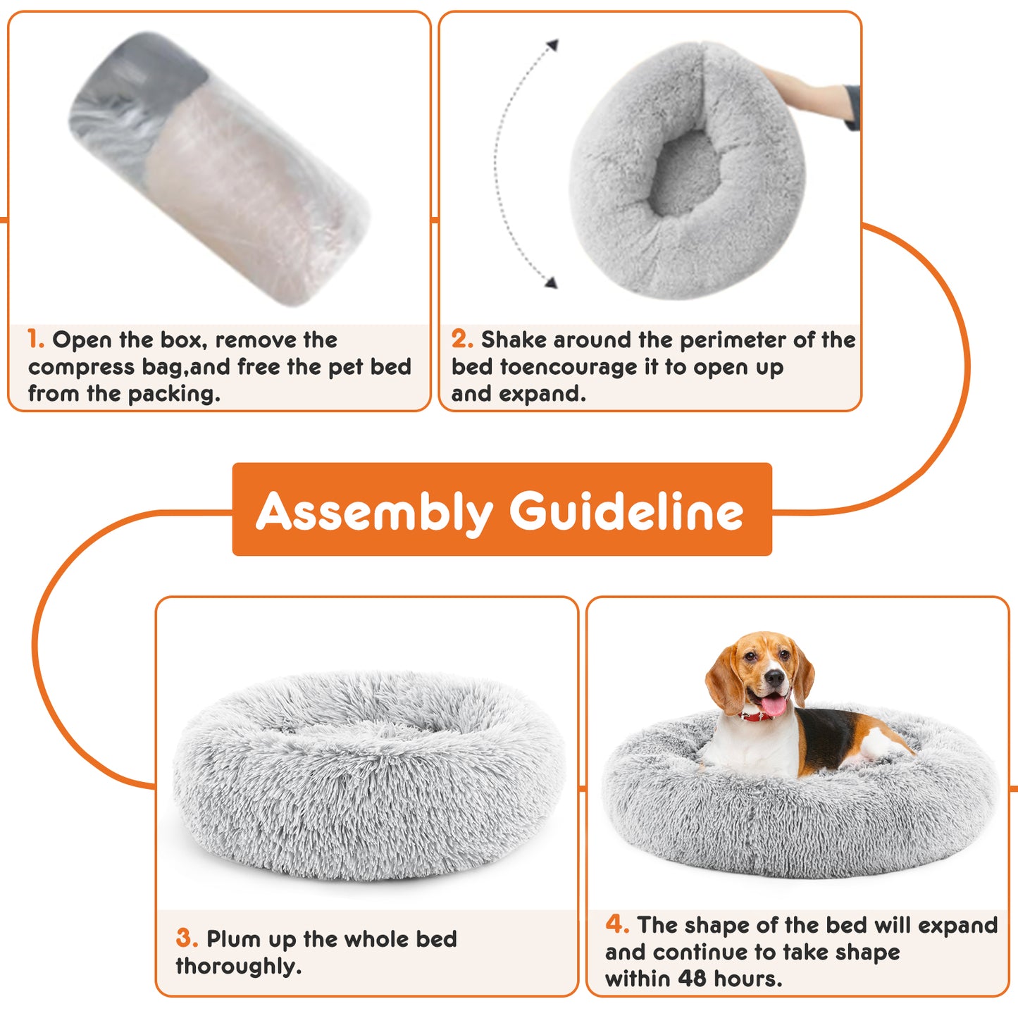 Paws In Need™ Calming Donut Dog Bed Anti-Anxiety Plush Comfort Bed
