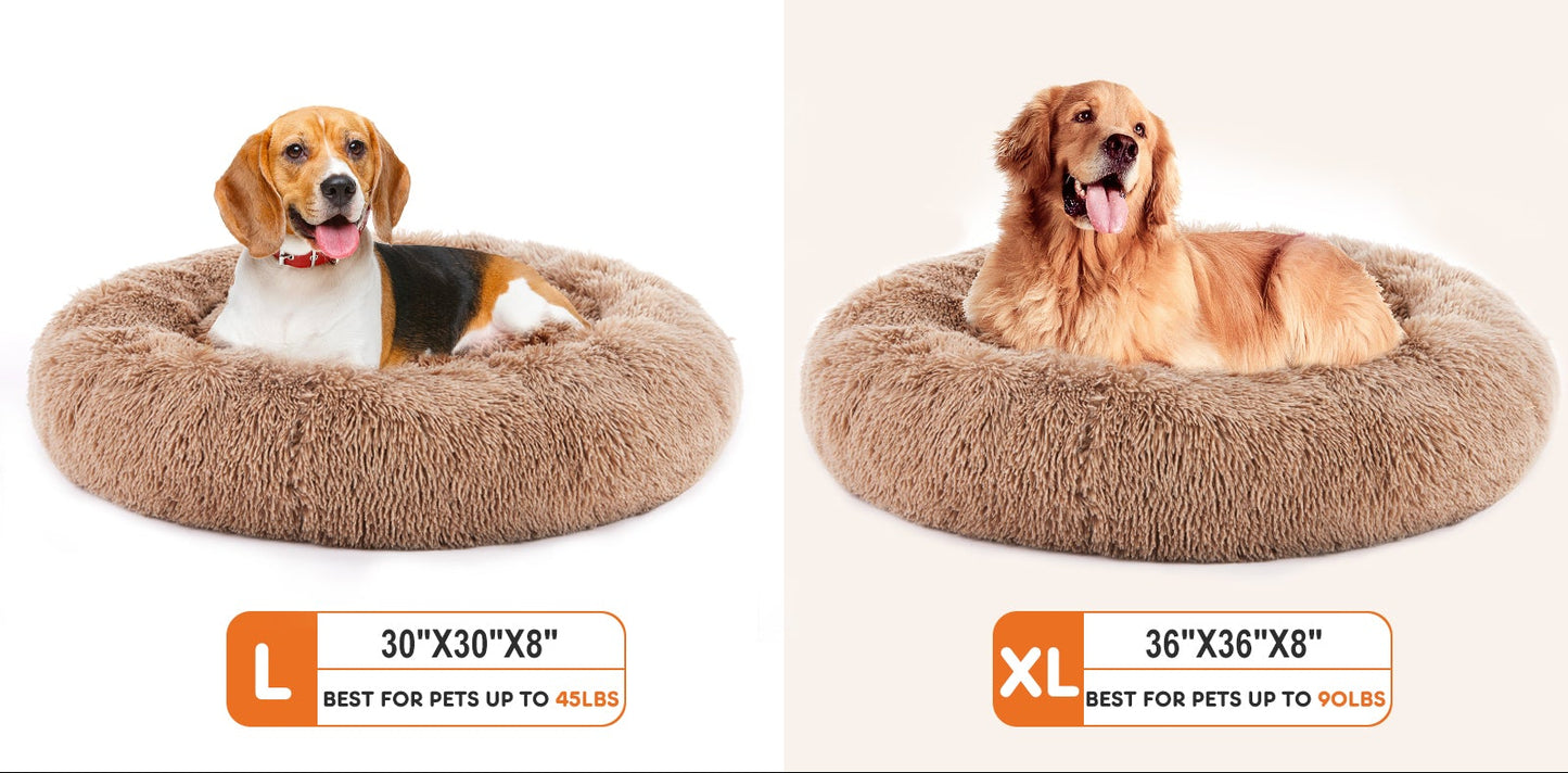 Paws In Need™ Calming Donut Dog Bed Anti-Anxiety Plush Comfort Bed